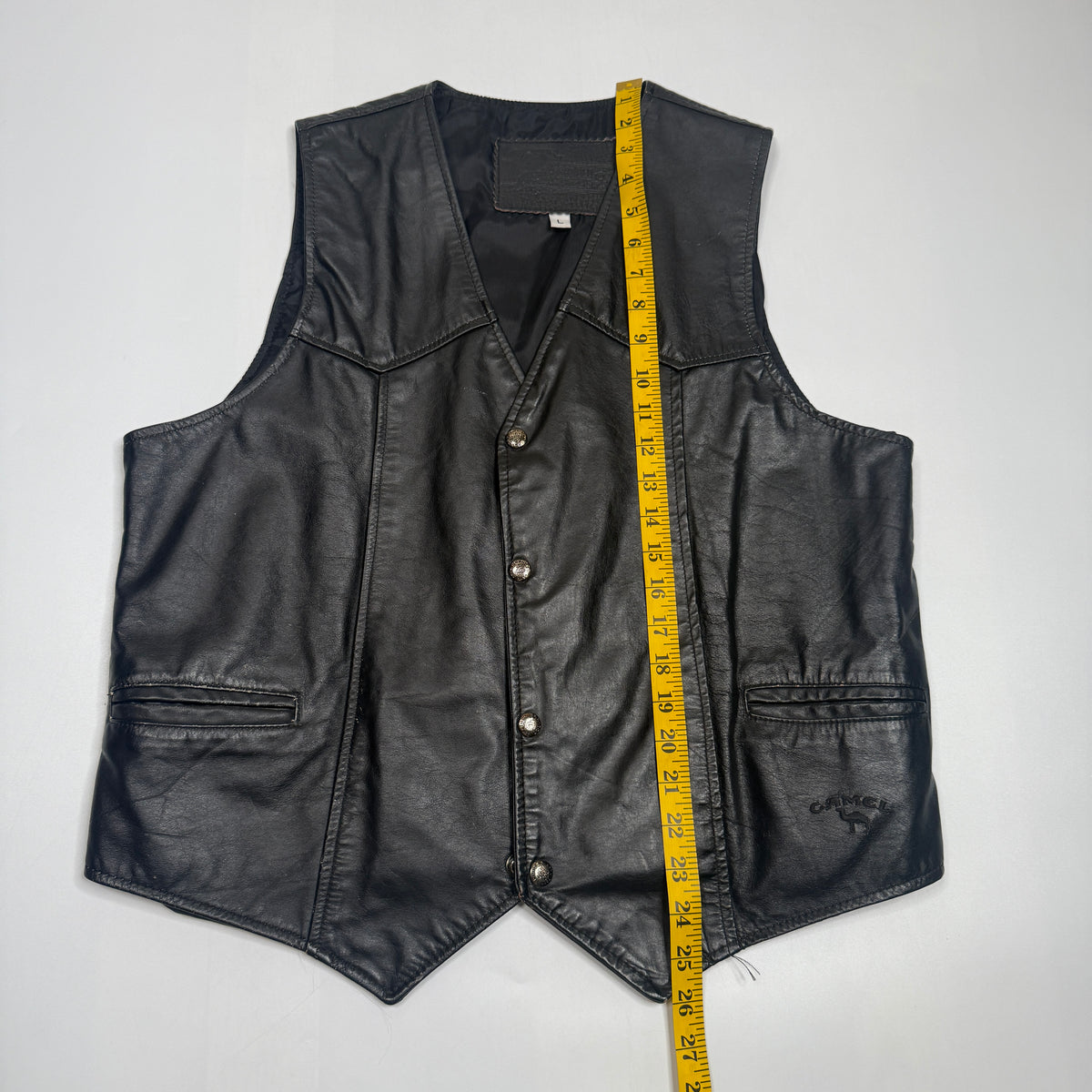 VTG Branded Garments Camel Leather Vest L Black