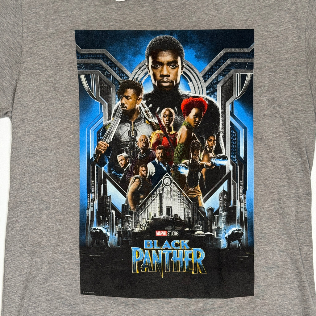 2016 Marvel Black Panther Movie Poster Promo T Shirt M Grey