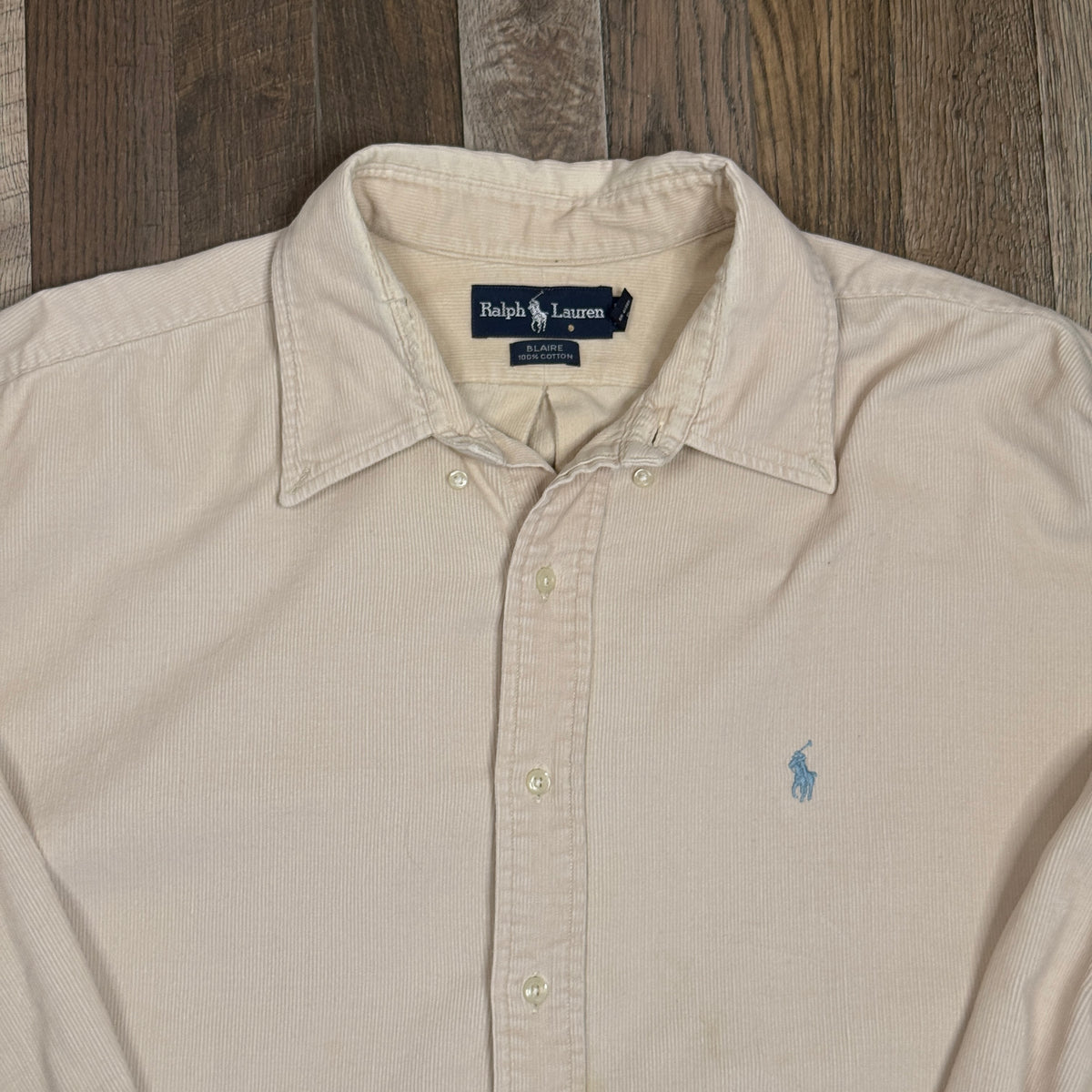 VTG Ralph Lauren Cream Corduroy L/S Button Up 2XL