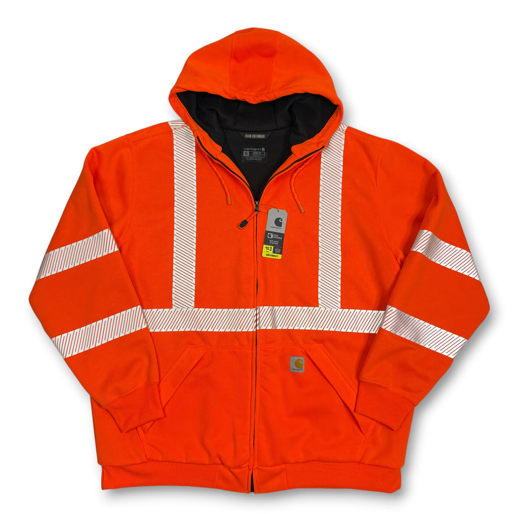 Carhartt 3M High Visibility Loose Fit Class 3 Zip Up Hoodie XL Orange