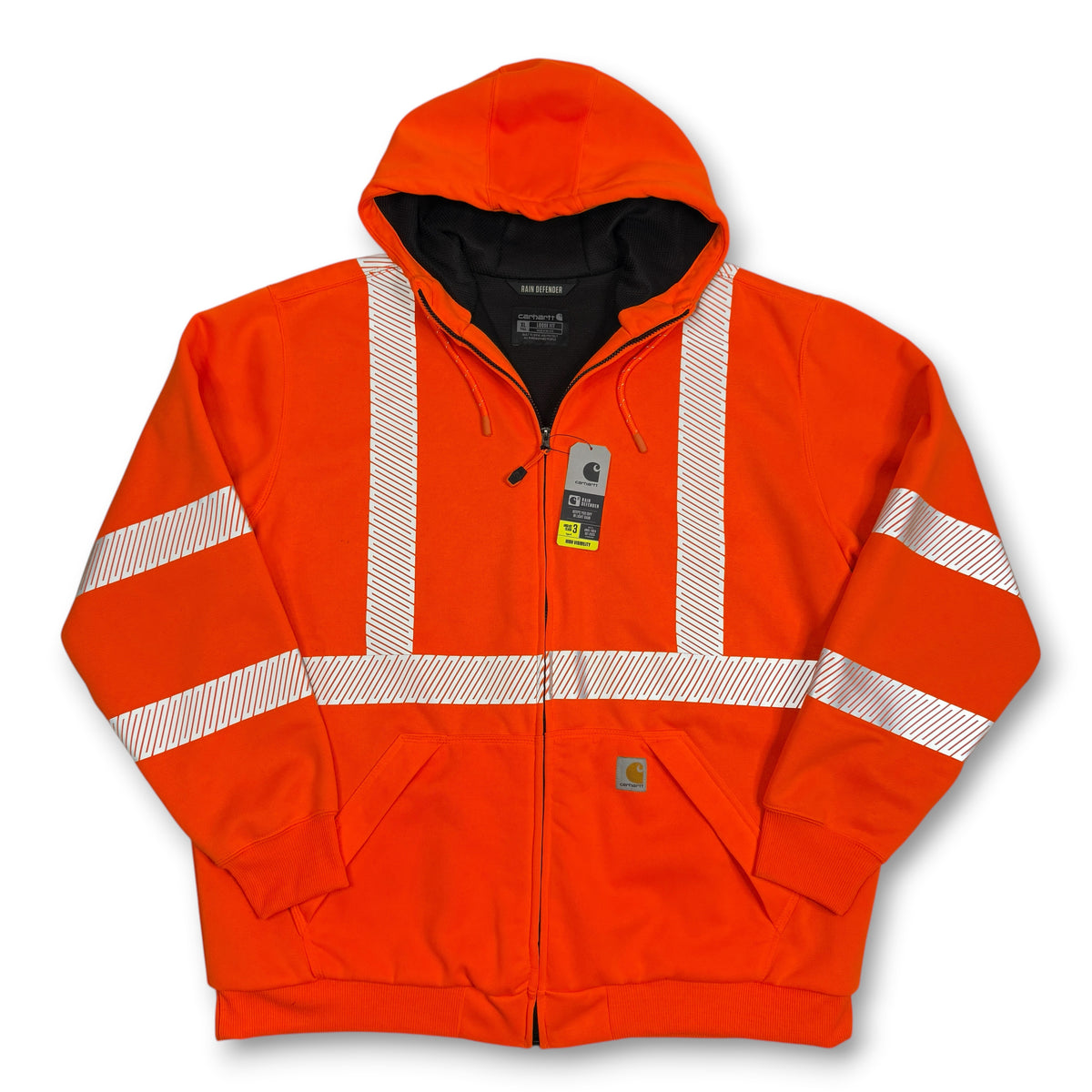 Carhartt 3M High Visibility Loose Fit Class 3 Zip Up Hoodie XL Orange