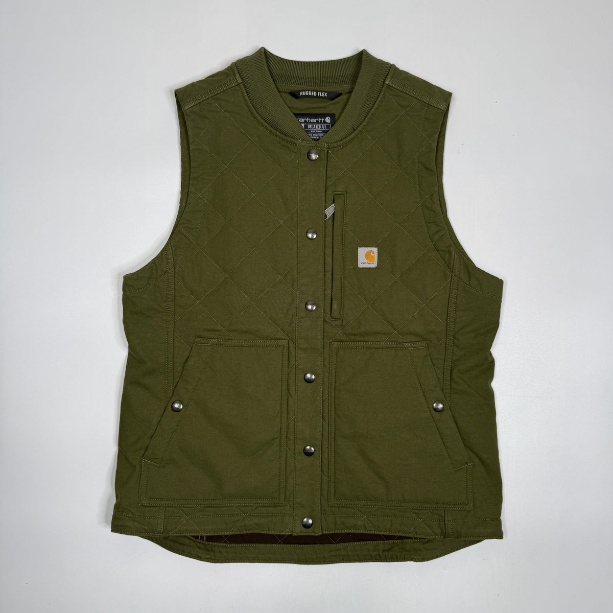 Carhartt Rugged Flex Relaxed Fit Canvas Insulated Rib Collar Vest M Basil