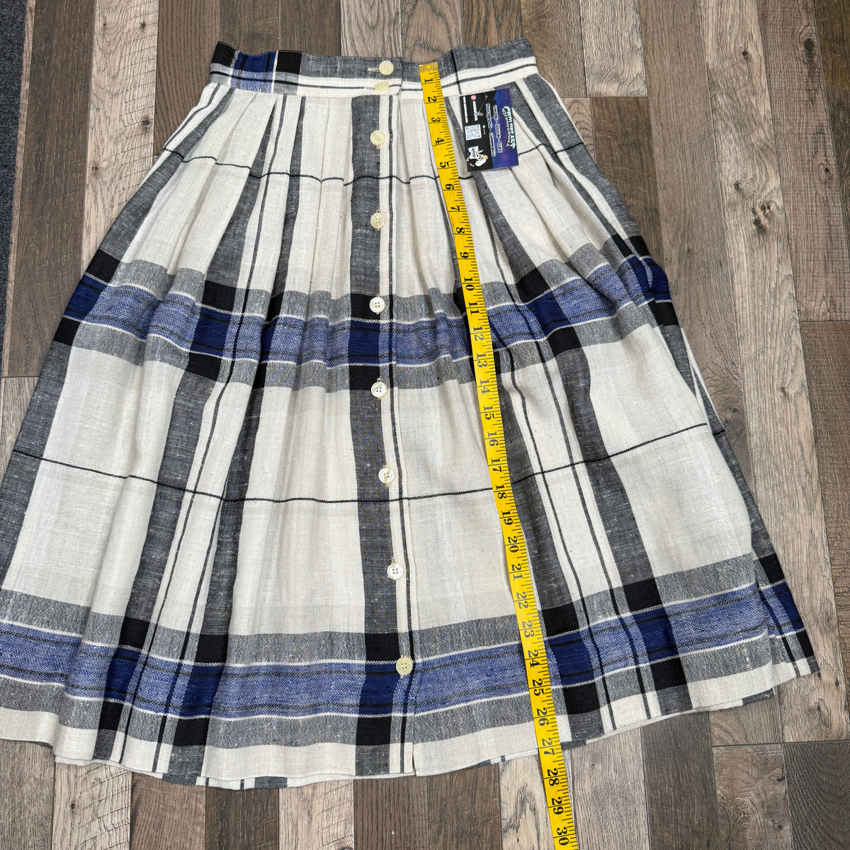 VTG Chaus Skirt Plaid Button Front A Line Skirt 26" S