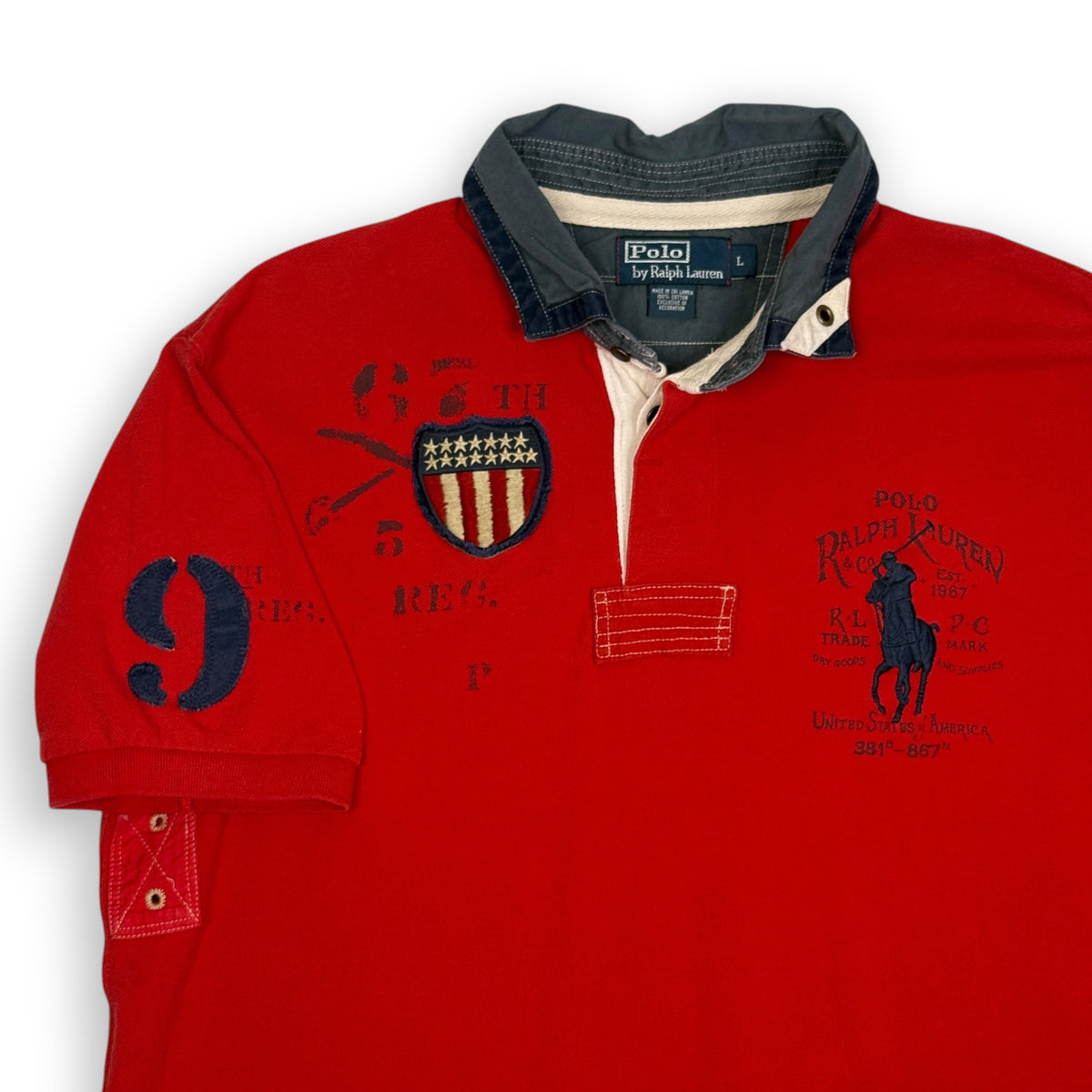 VTG Polo Ralph Lauren USA Shield Polo Shirt L