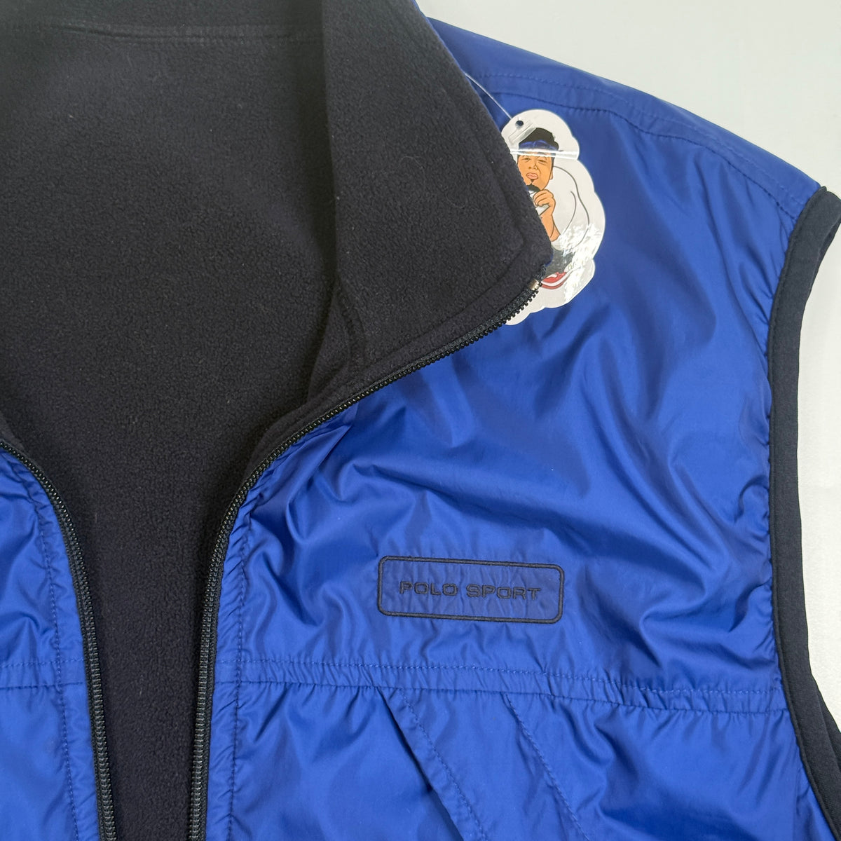 VTG Polo Sport Polartec Fleece Reversible Vest L Blue