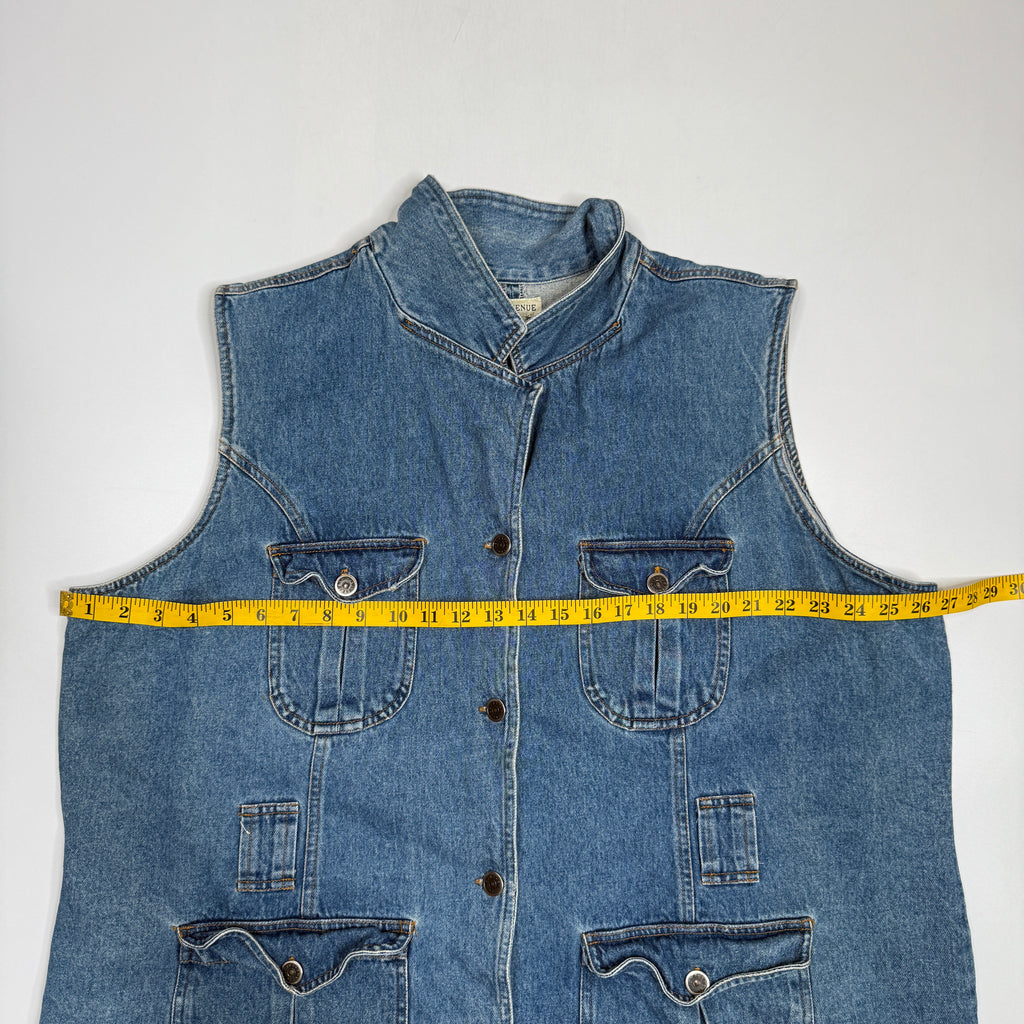 VTG The Avenue Utility Vest Denim Vest XL Wmn