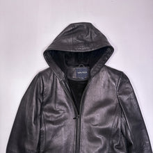 Load image into Gallery viewer, Nautica Genuine Leather Black Hooded Jacket M