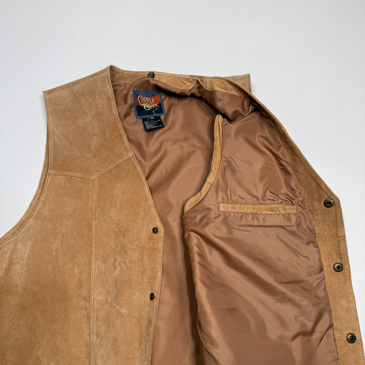 VTG Cripple Creek Suede Leather Vest S XL Brown