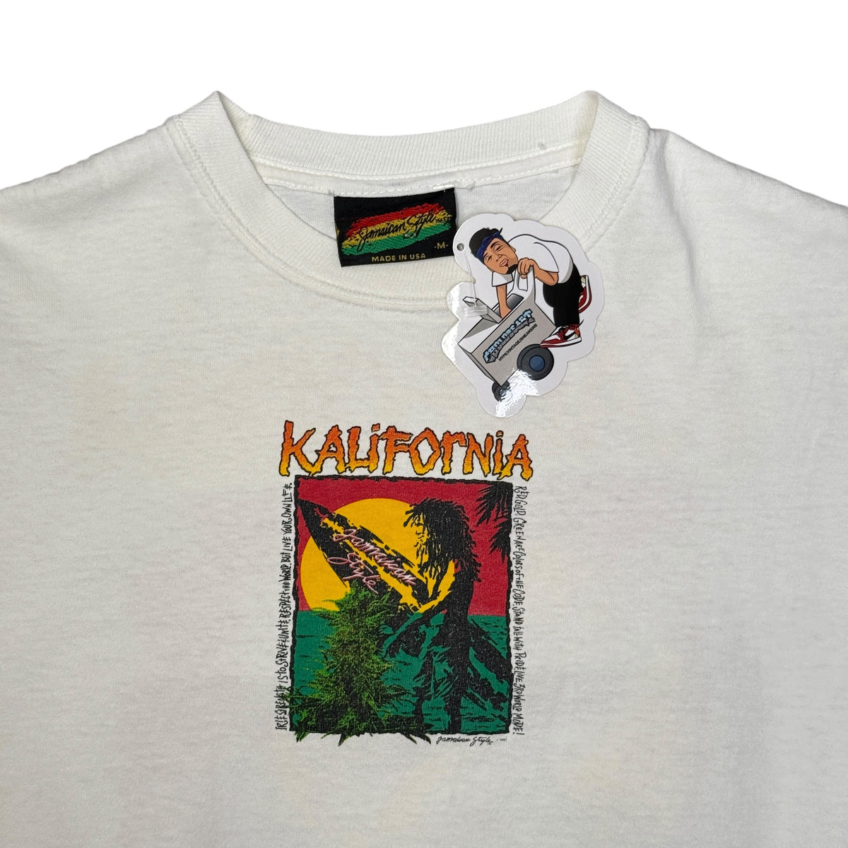 VTG 1991 Kalifornia Jamaican Style T Shirt S/M White
