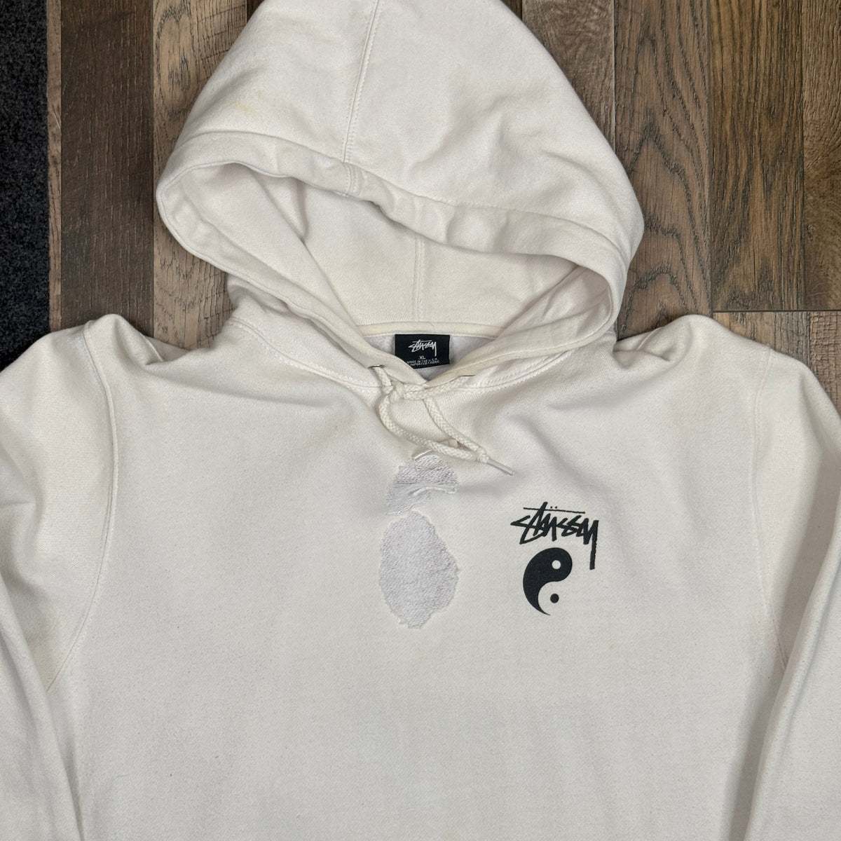 Stussy Yin Yang Distressed Hoodie L/XL