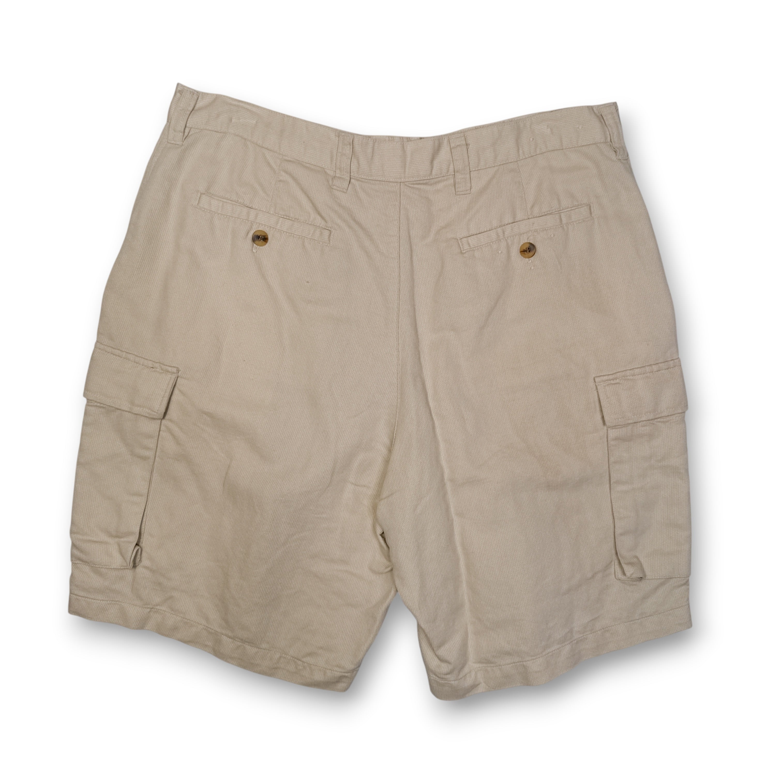 VTG Bugle Boy Corduroy Cream Cargo Shorts 35