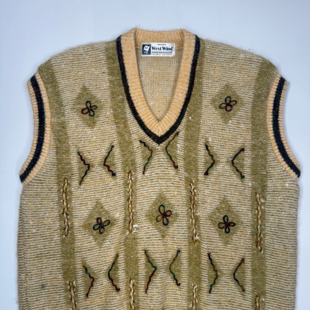 VTG West Wind Mohair Knitted Sweater Vest L Tan