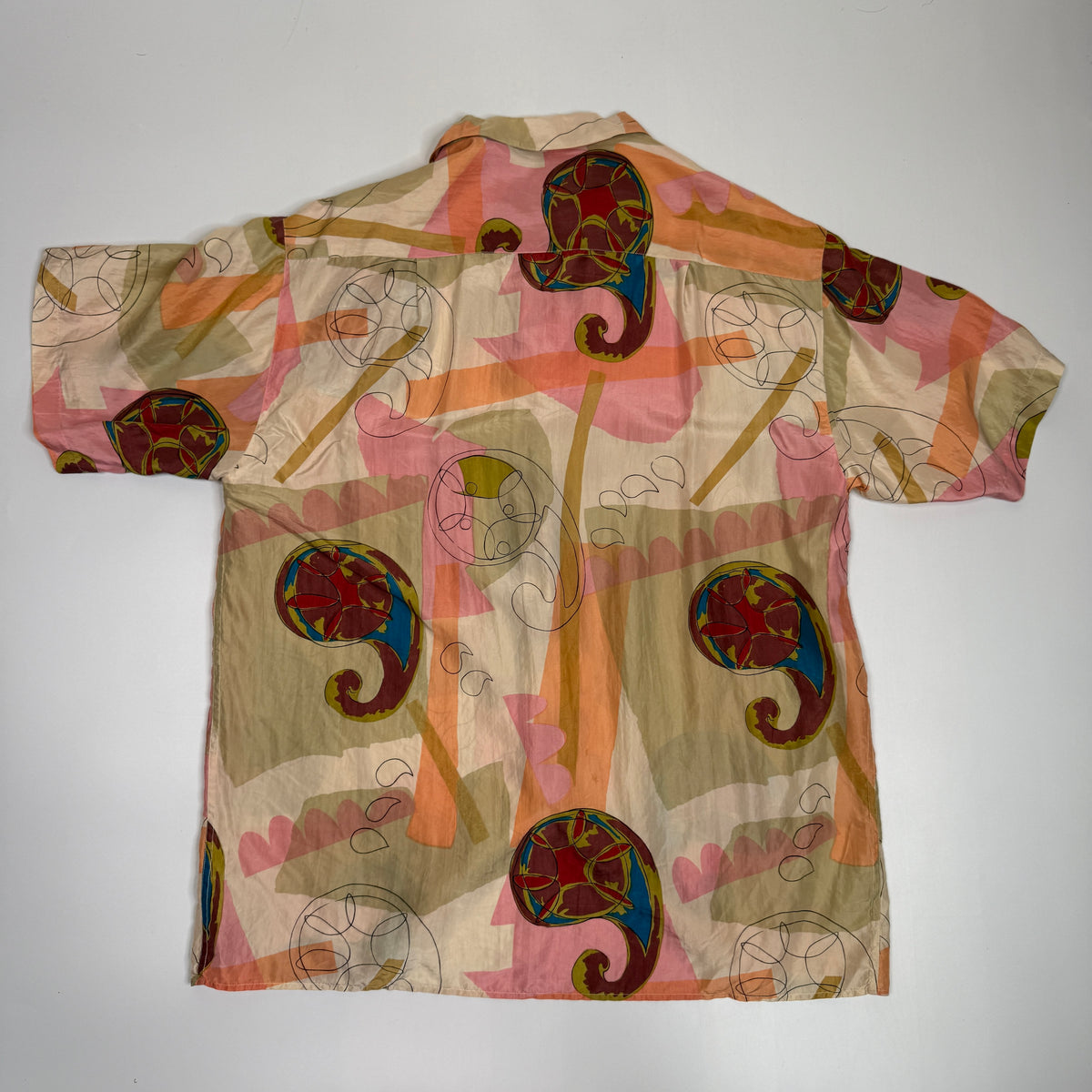 Silks Geometric Silk Button Up L