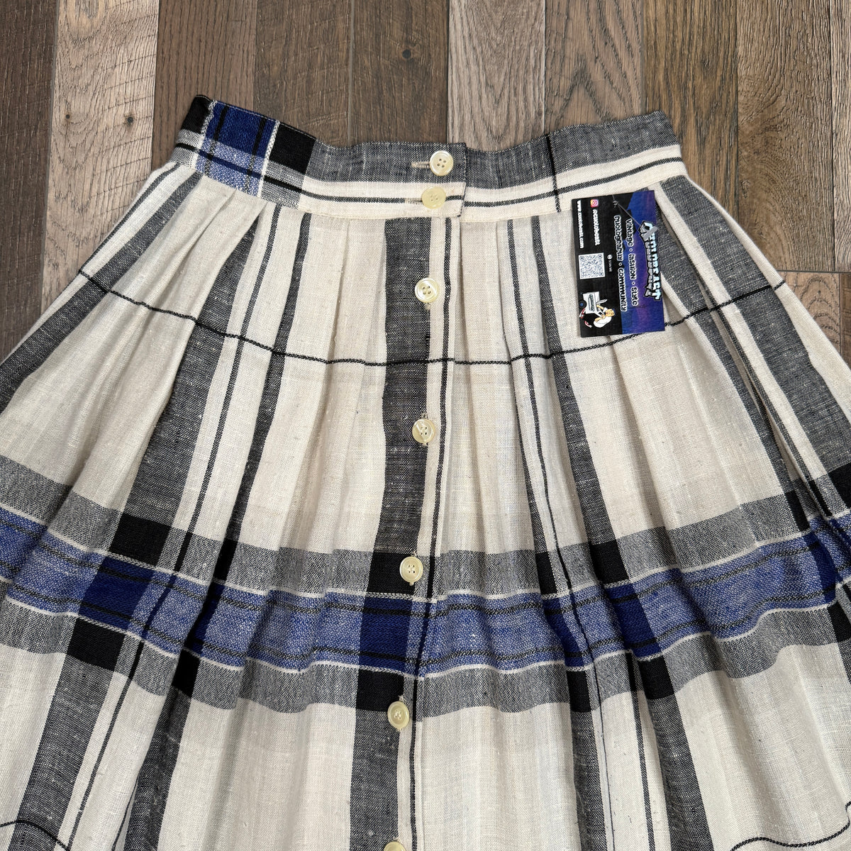 VTG Chaus Skirt Plaid Button Front A Line Skirt 26" S