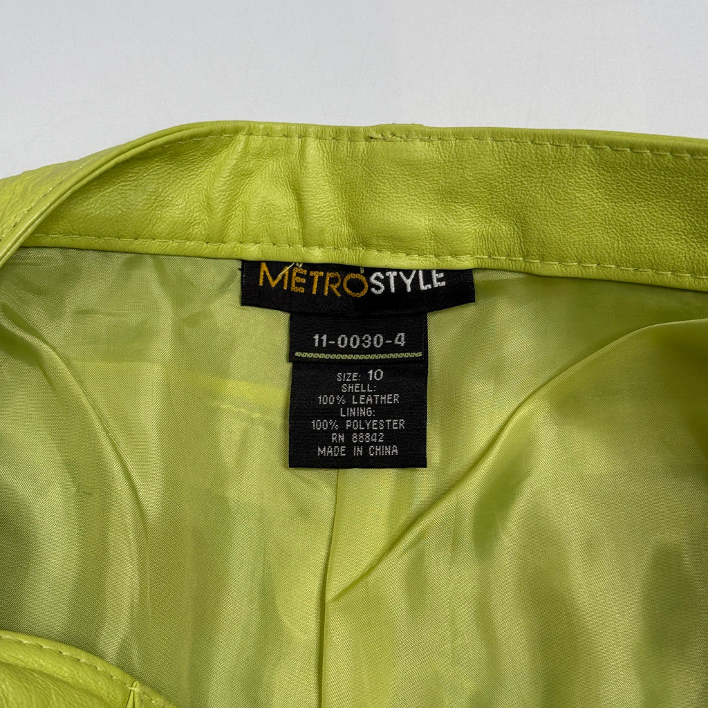 Y2K Metrostyle Leather Pantsuit Set Ombre Blazer Flare Pants L Green Blue