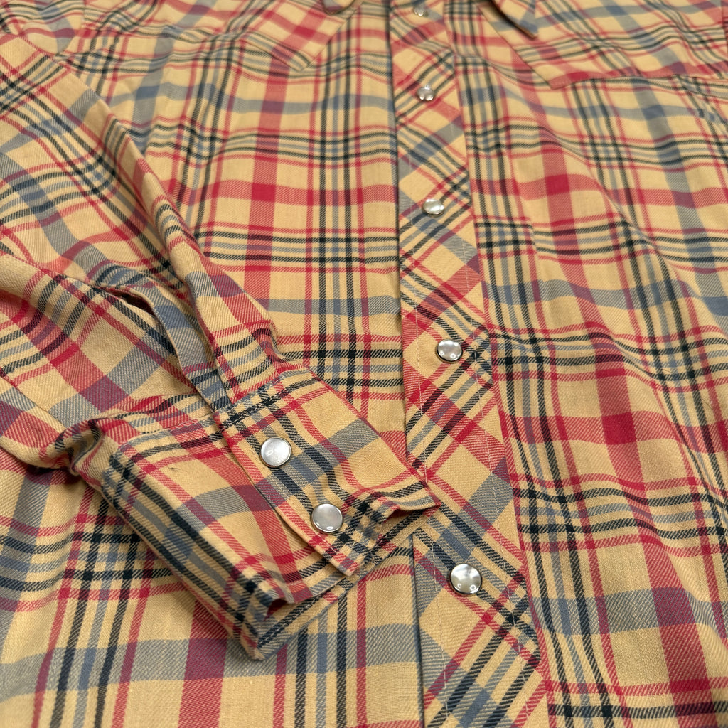 VTG BonHomme Western Plaid  Peal Snap L/S Button Up M