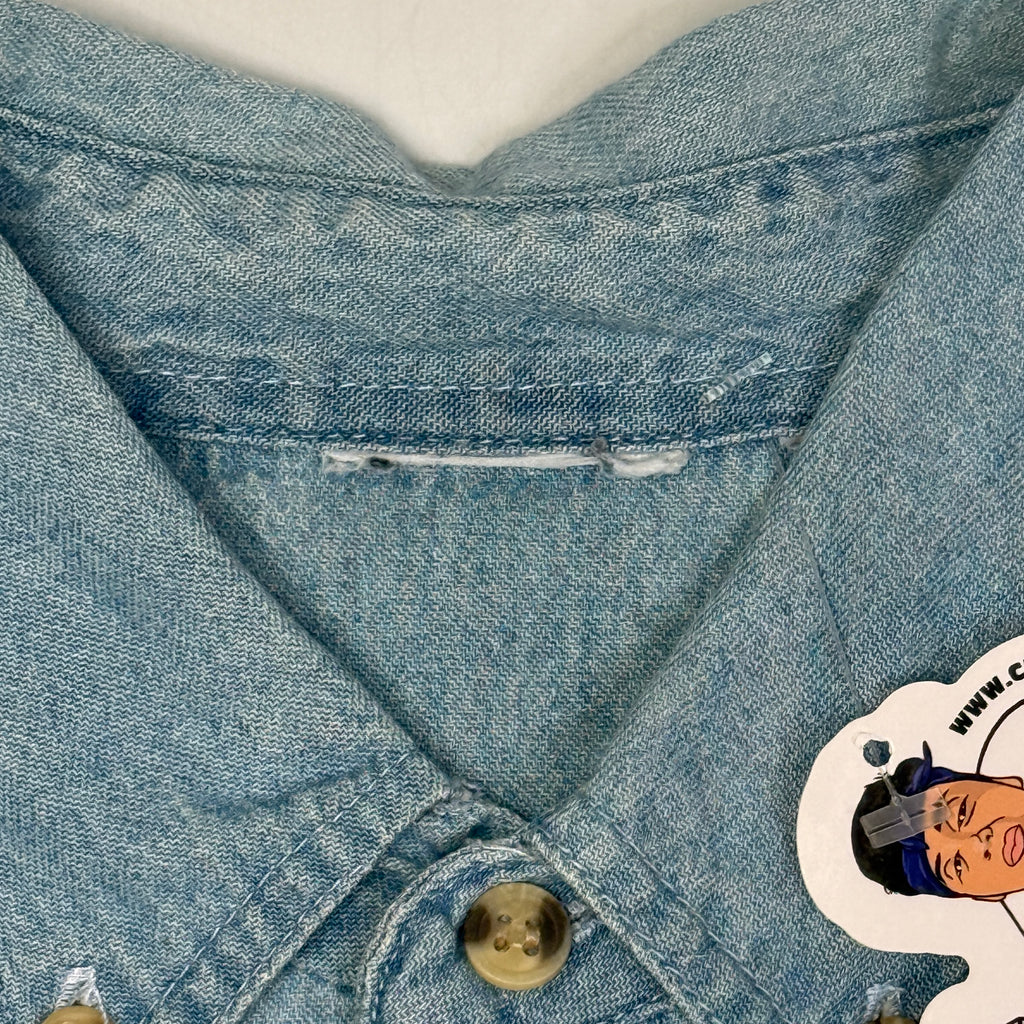 VTG Chicago Bulls Embroidered Denim L/S Button Up M