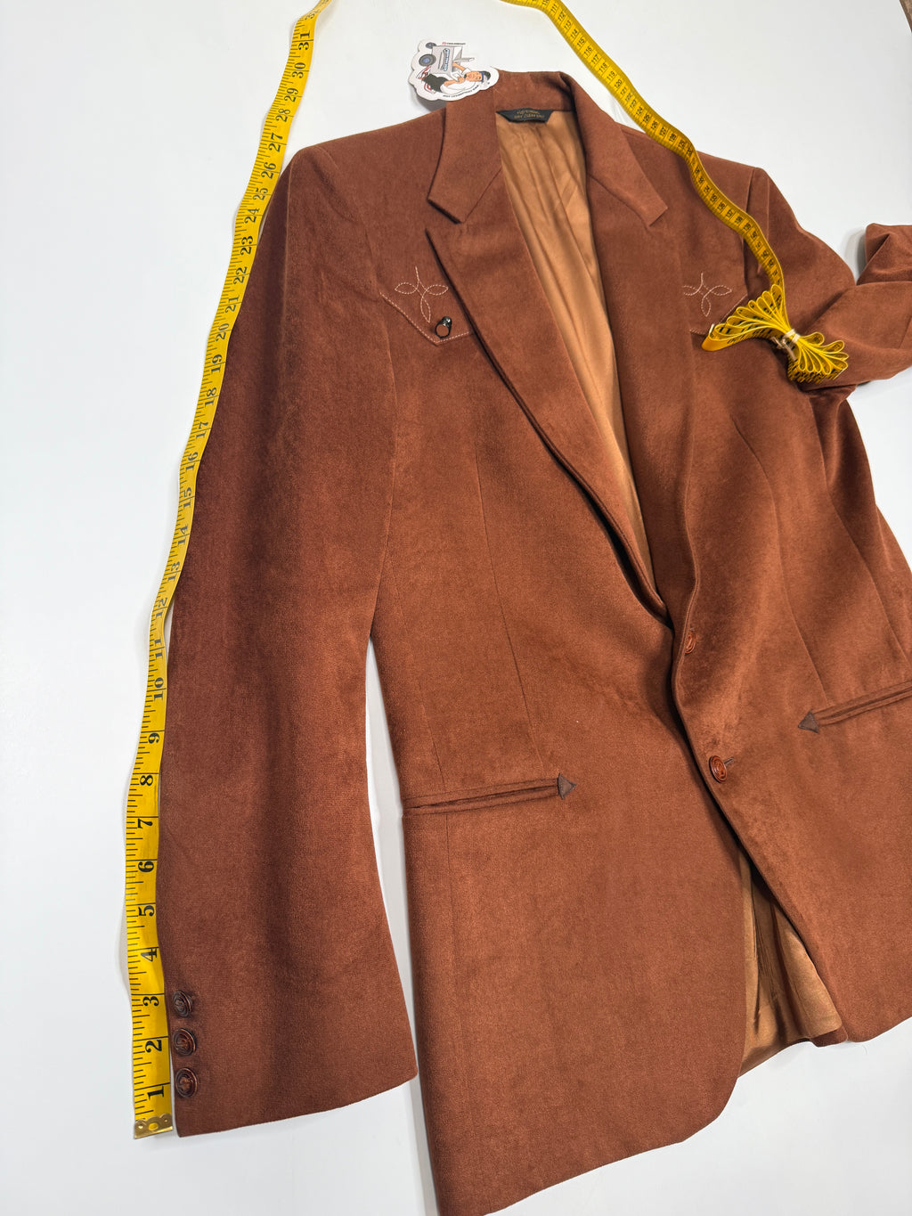 VTG Stetson Western Blazer Embroidered Cowboy L Brown