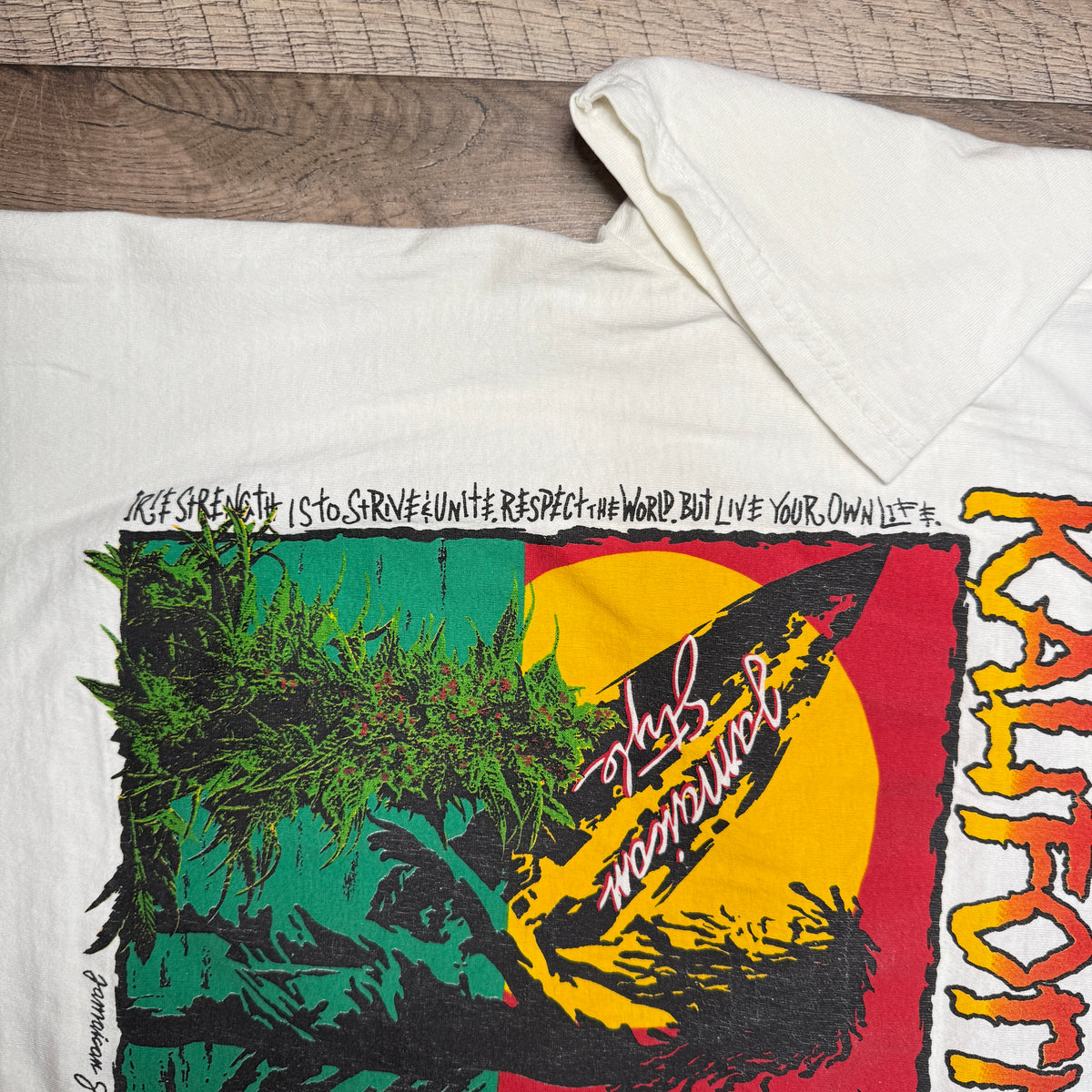 VTG 1991 Kalifornia Jamaican Style T Shirt S/M White