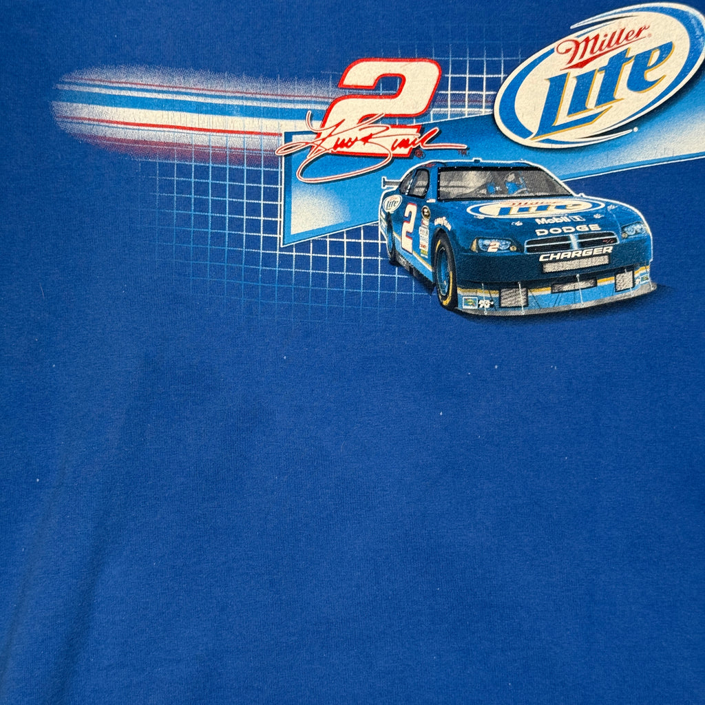 Y2K Brad Keselowski 2 Miller Lite T Shirt M Blue
