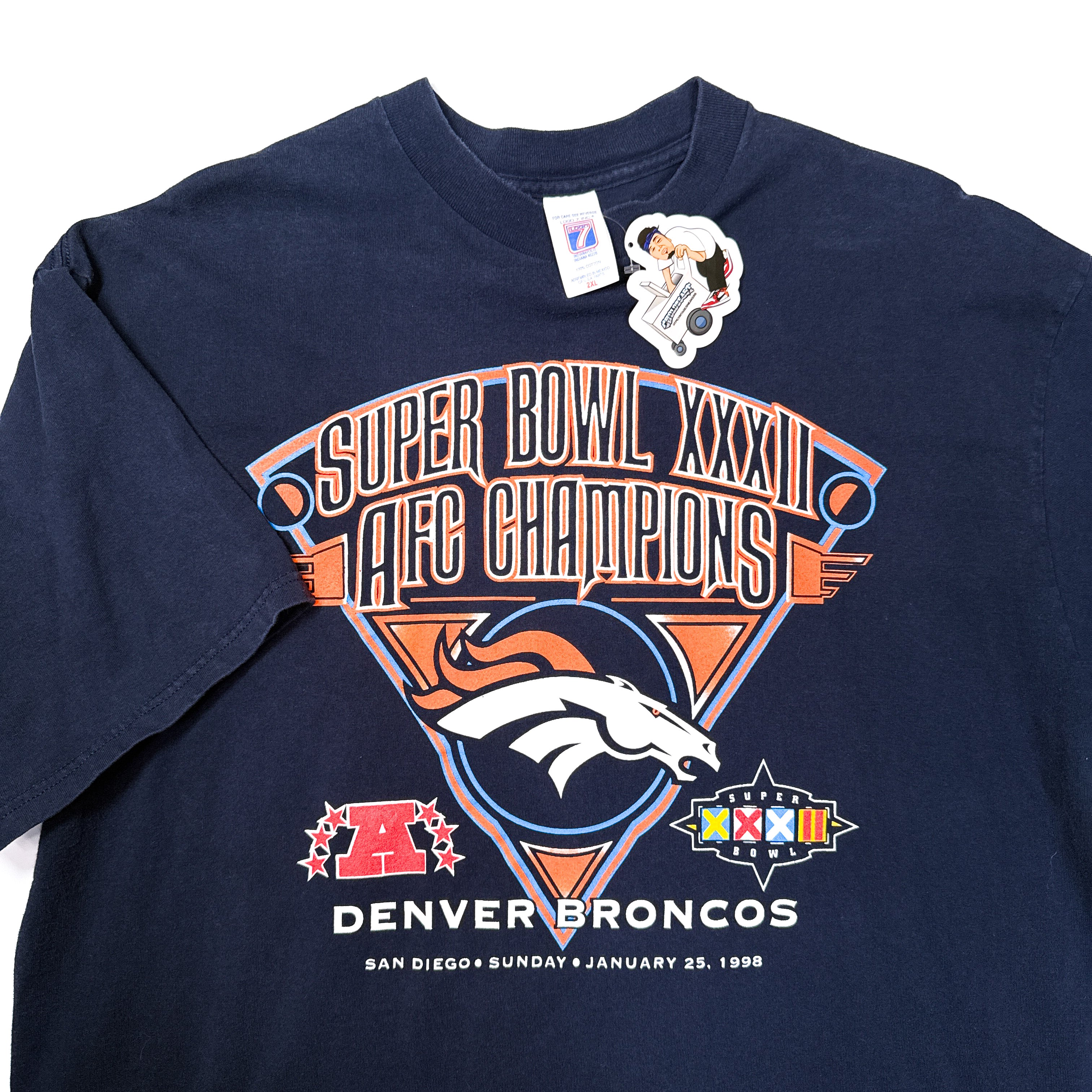 VTG Logo 7 1998 Super Bowl AFC Broncos T Shirt XL/2XL Navy
