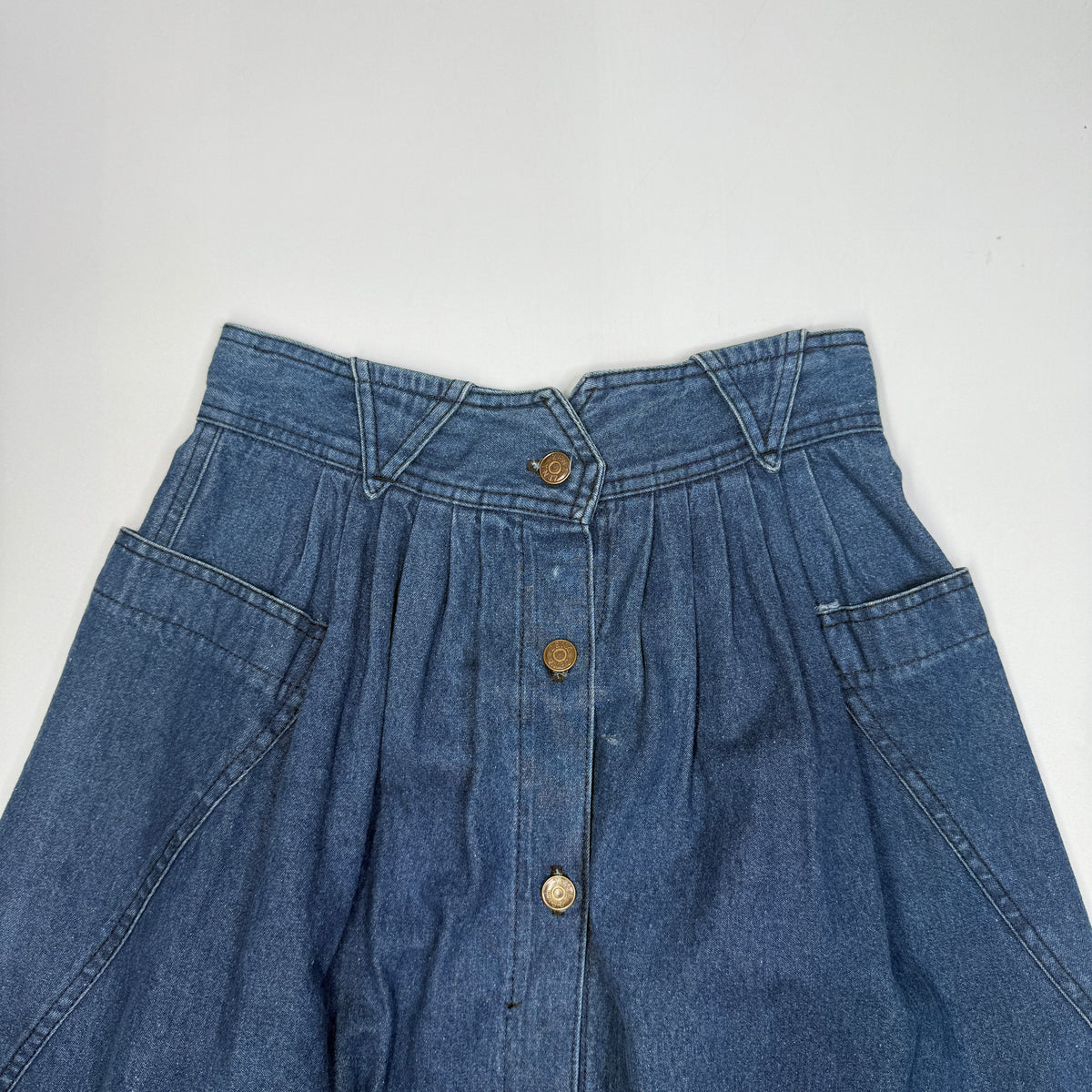 VTG Zena Pleated Denim Maxi Skirt 25" S