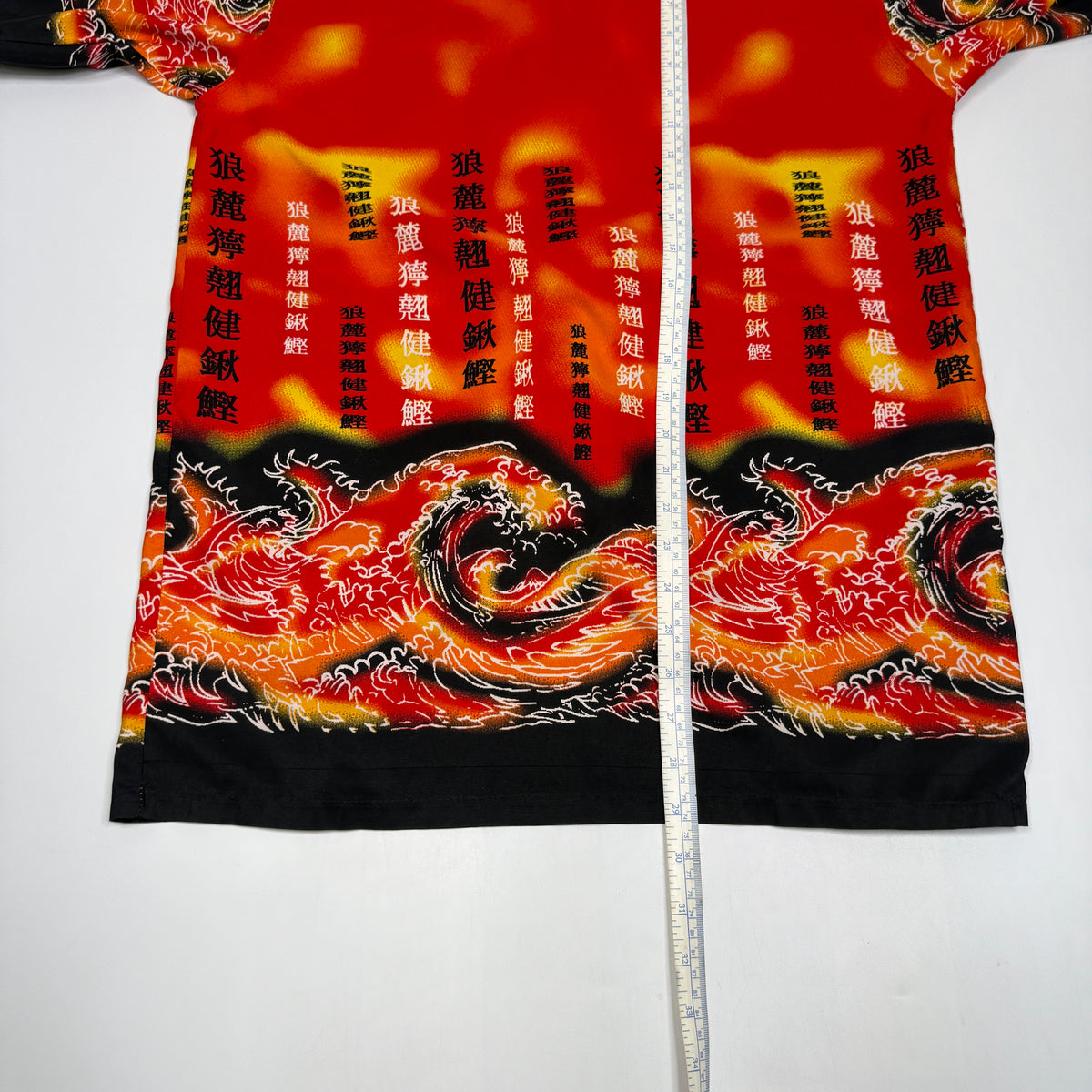 Y2K TD Asian Inspired Waves Button Up L Red