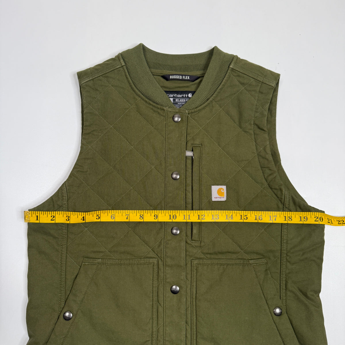 Carhartt Rugged Flex Relaxed Fit Canvas Insulated Rib Collar Vest M Basil