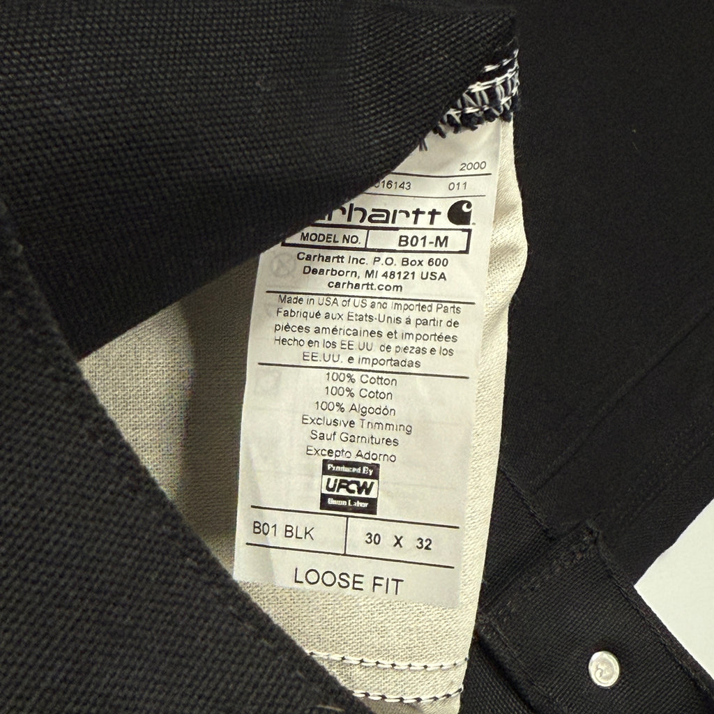NWT Carhartt Iconic B01 Firm Duck Double Front Loose Fit Work Pants 30" Black