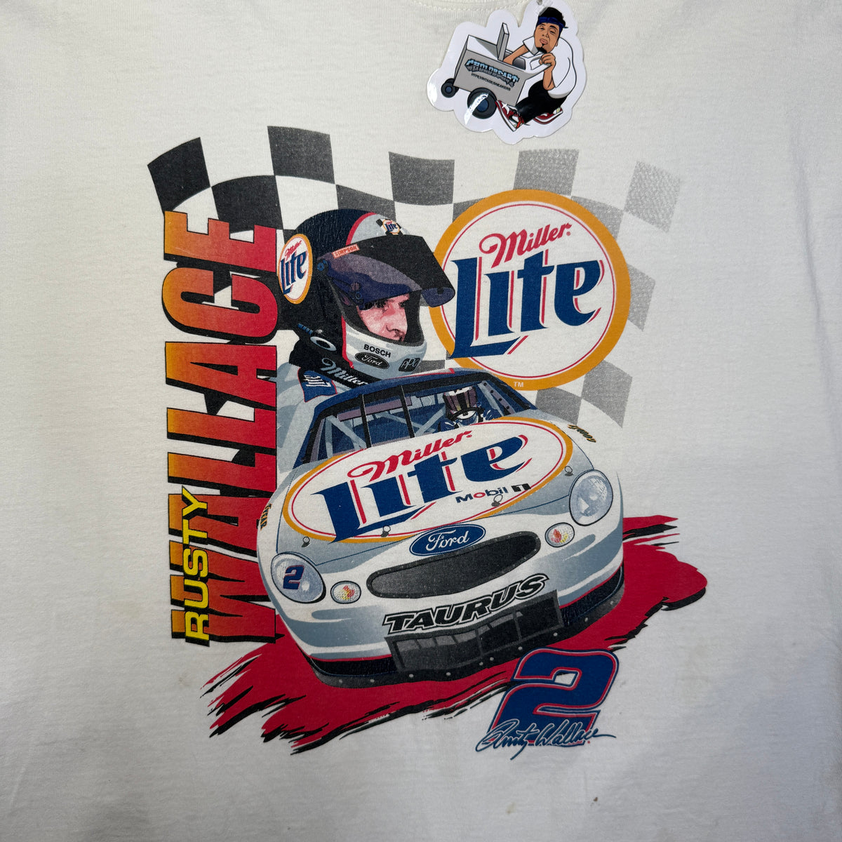 Rusty Wallace Miller Lite Nascar T Shirt XL white
