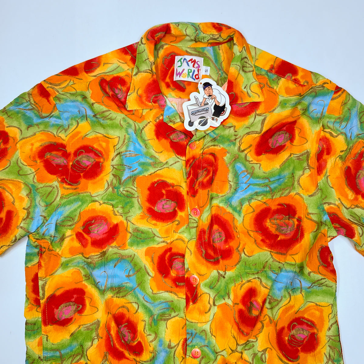 VTG Jams World Floral Rose Button Up S