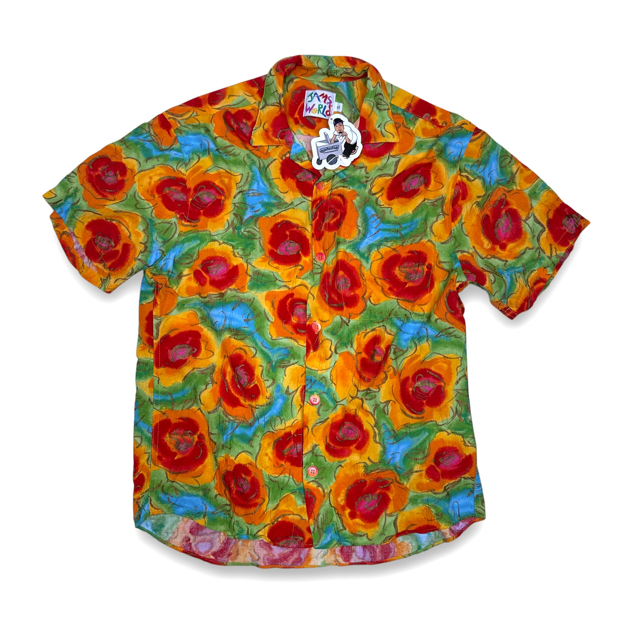 VTG Jams World Floral Rose Button Up S