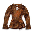 Y2K Rose Mary Made in Italy Paisley Peplum Bell Blouse M Brown