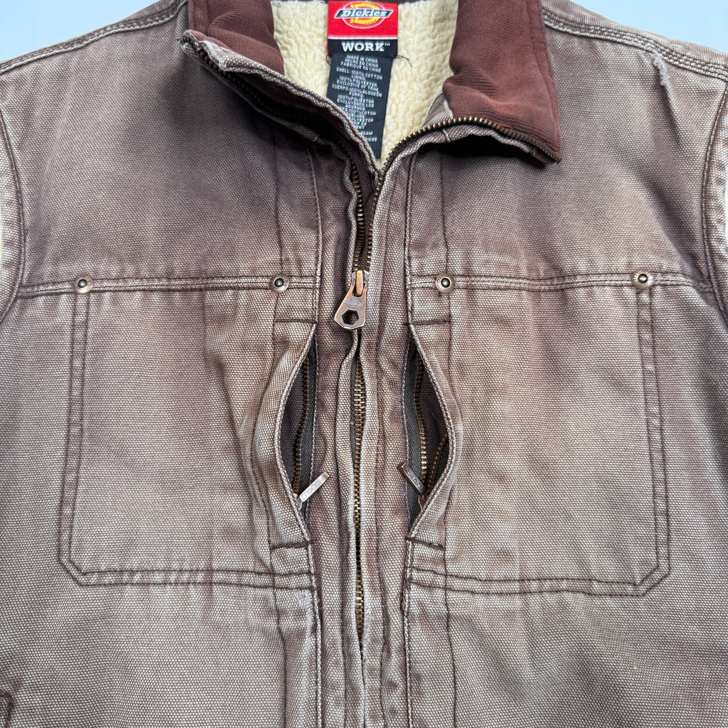 Dickies Distressed Sherpa Lined Vest S Brown
