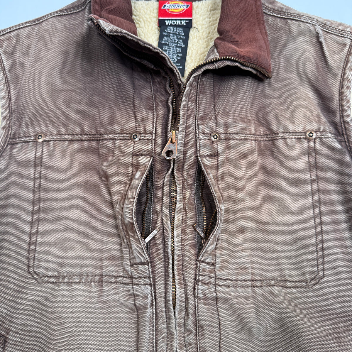 Dickies Distressed Sherpa Lined Vest S Brown