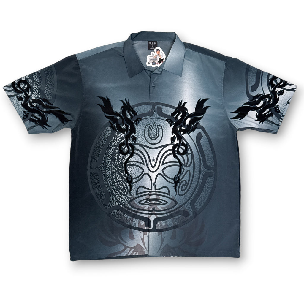 Y2K Neo Tribal Dragon Button Up XL/2XL
