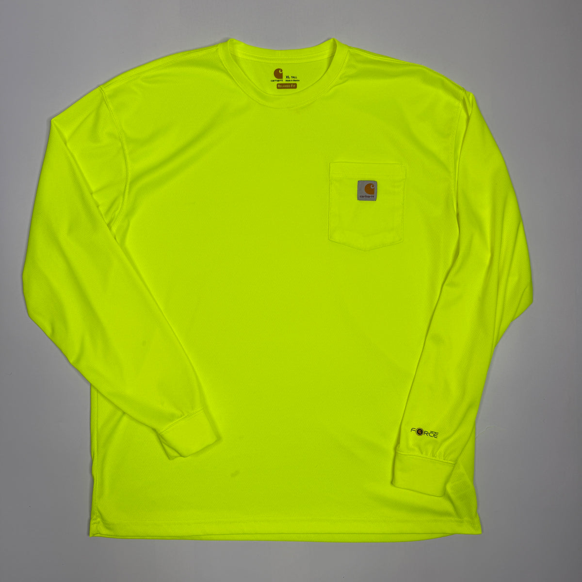 Carhartt Relaxed Fit Color Enhancement Force L/S Shirt XL TALL Lime