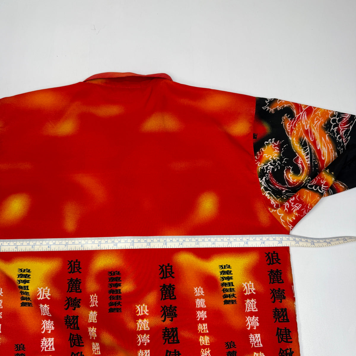 Y2K TD Asian Inspired Waves Button Up L Red