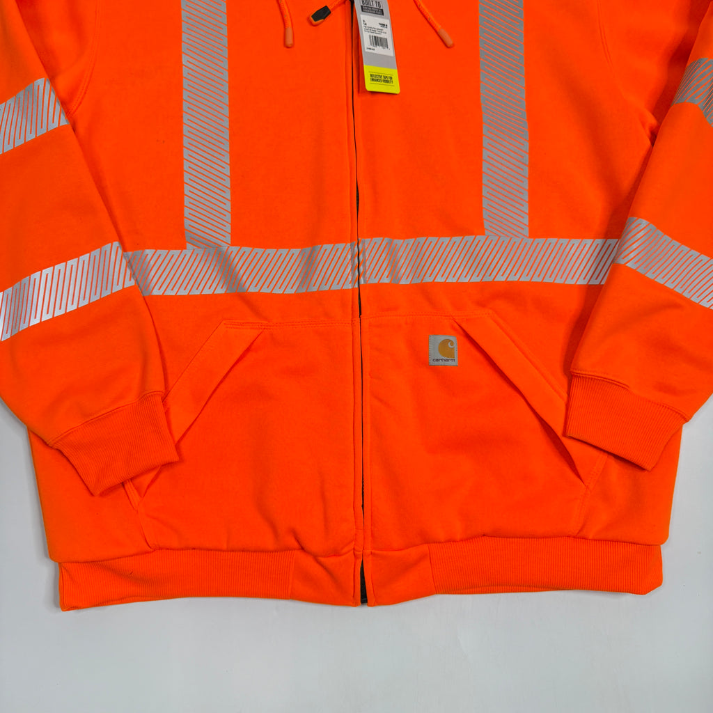 Carhartt 3M High Visibility Loose Fit Class 3 Zip Up Hoodie XL Orange