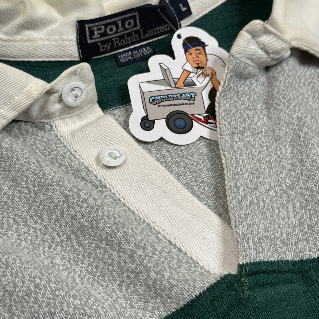 VTG Polo Ralph Lauren Colorblock Striped Rugby Polo L