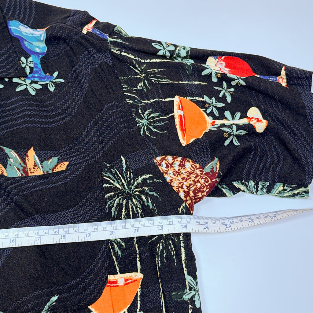 VTG Cherokee Cocktails Rayon Button Up L