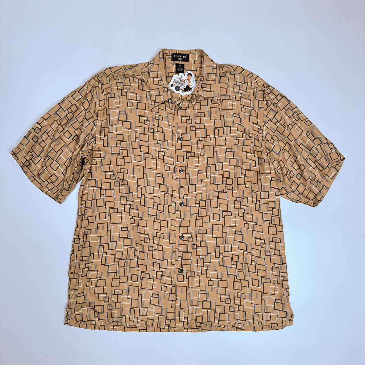 VTG Riscatto Geometric Silk Button Up L