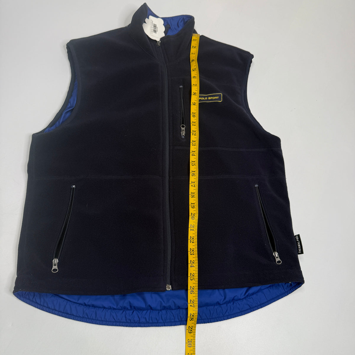 VTG Polo Sport Polartec Fleece Reversible Vest L Blue