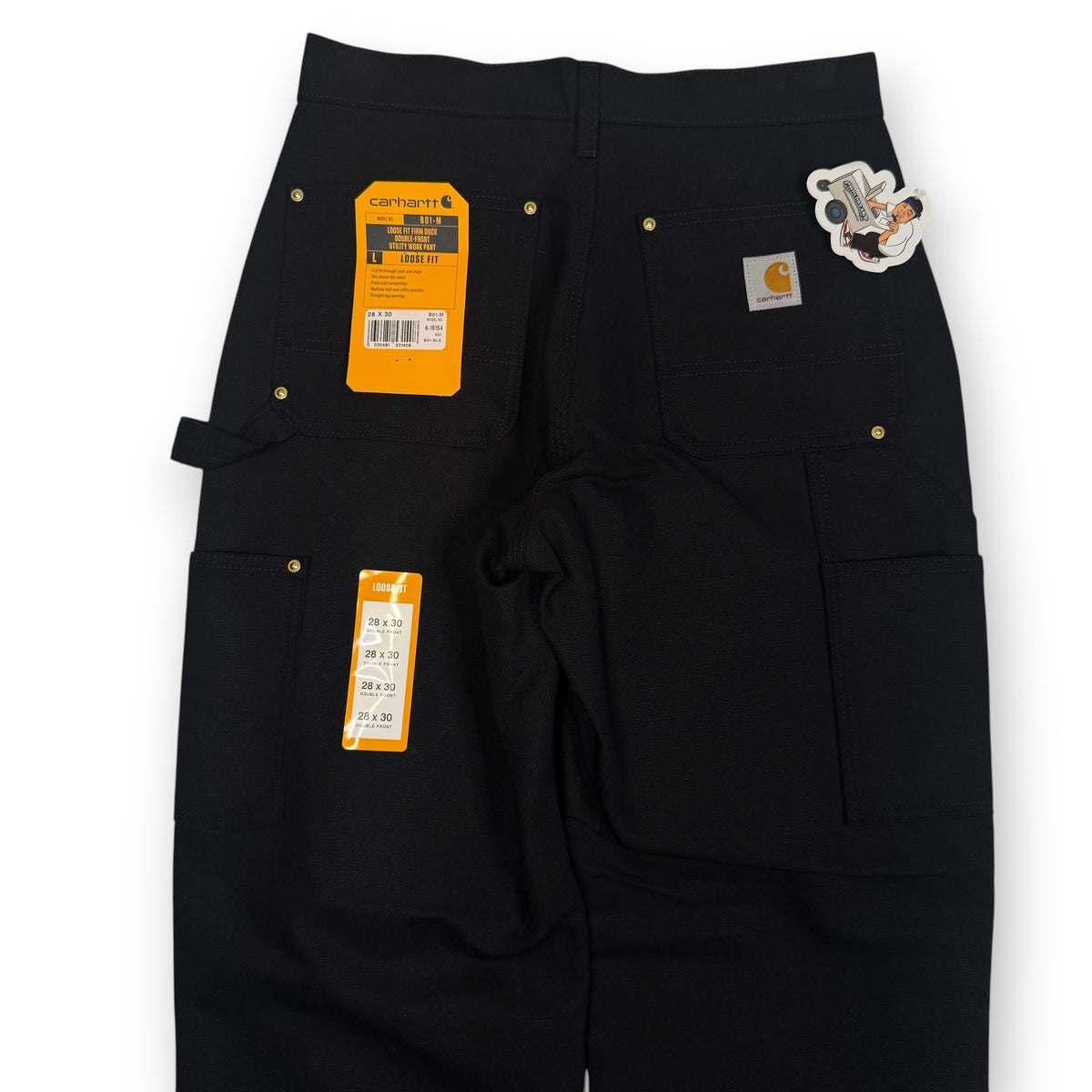 NWT Carhartt Iconic B01 Firm Duck Double Front Loose Fit Work Pants 28" Black