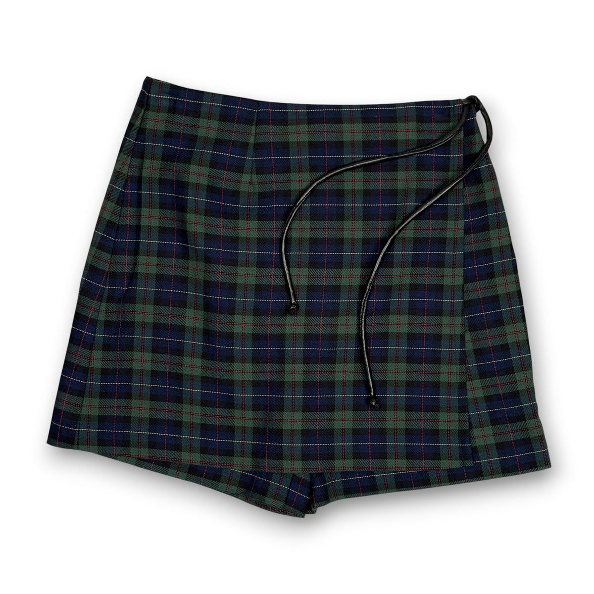 Y2K No Boundaries Green Tartan Plaid Wrap Skort 26" S