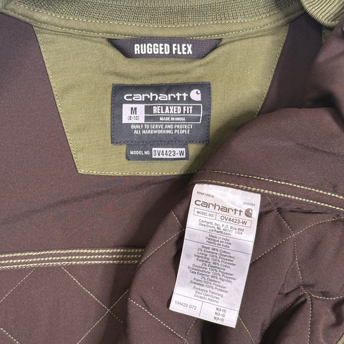 Carhartt Rugged Flex Relaxed Fit Canvas Insulated Rib Collar Vest M Basil
