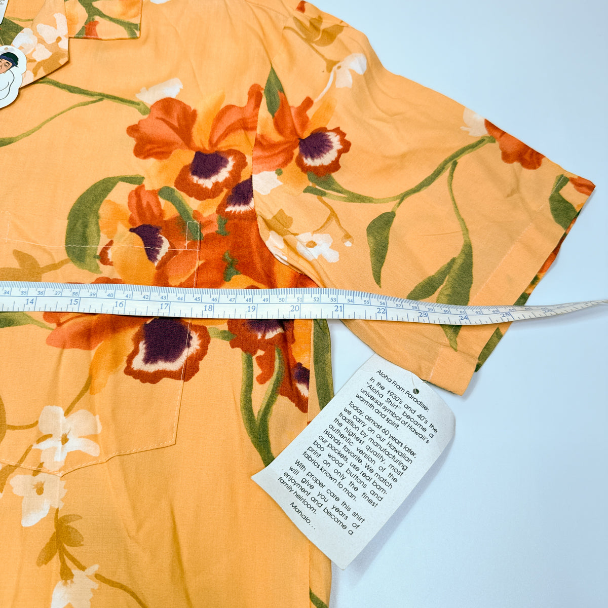 NWT VTG Paradise Found Cattleya Orchid Rayon Button Up S Peach