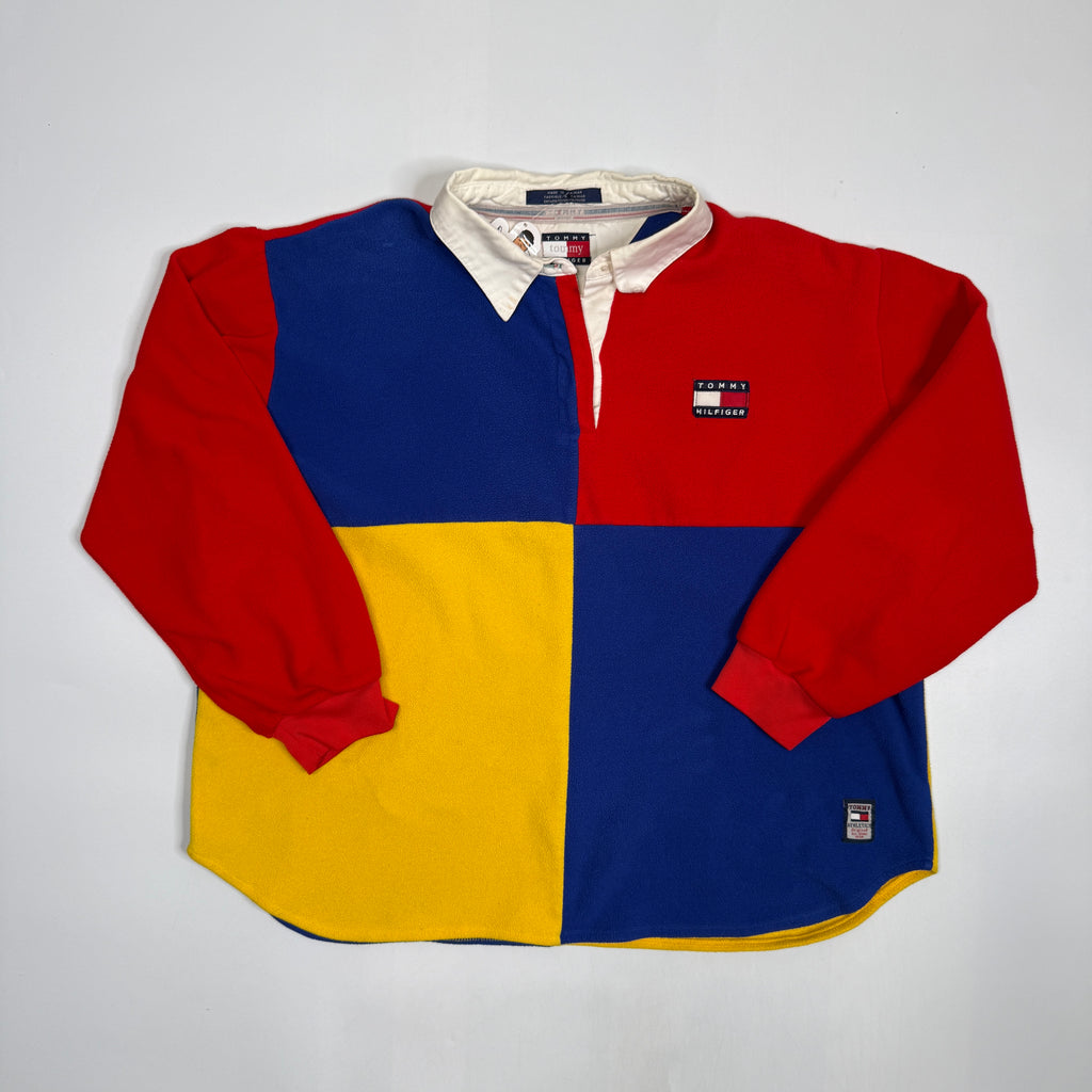 VTG Tommy Hilfiger Colorblock Fleece Polo S Boxy