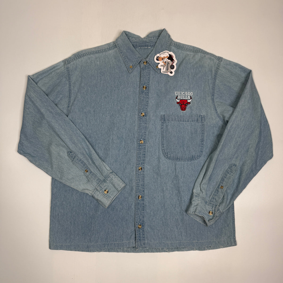 VTG Chicago Bulls Embroidered Denim L/S Button Up M