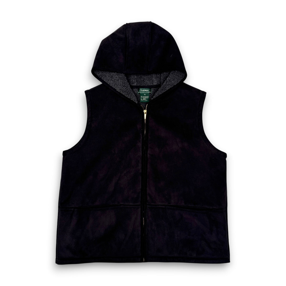 Y2K Polo Ralph Lauren Sherpa Lined Suede Vest M
